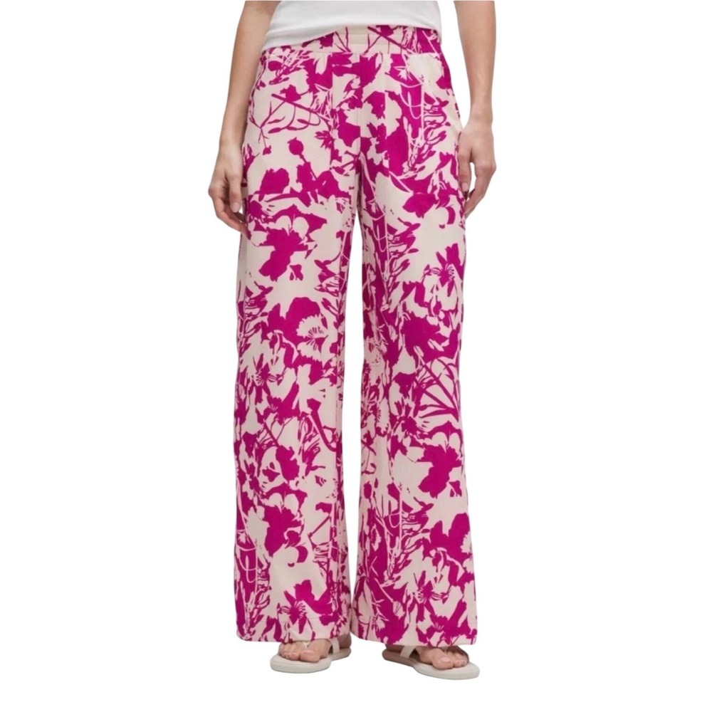 Lululemon Swift MidRise Wide Leg Pant Womens 12 Floral Pink Ivory Geranium